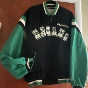 FREE SHIP E A G L E S; Philadelphia Eagles Throwback Mens. M Bomber; e c. cond.;